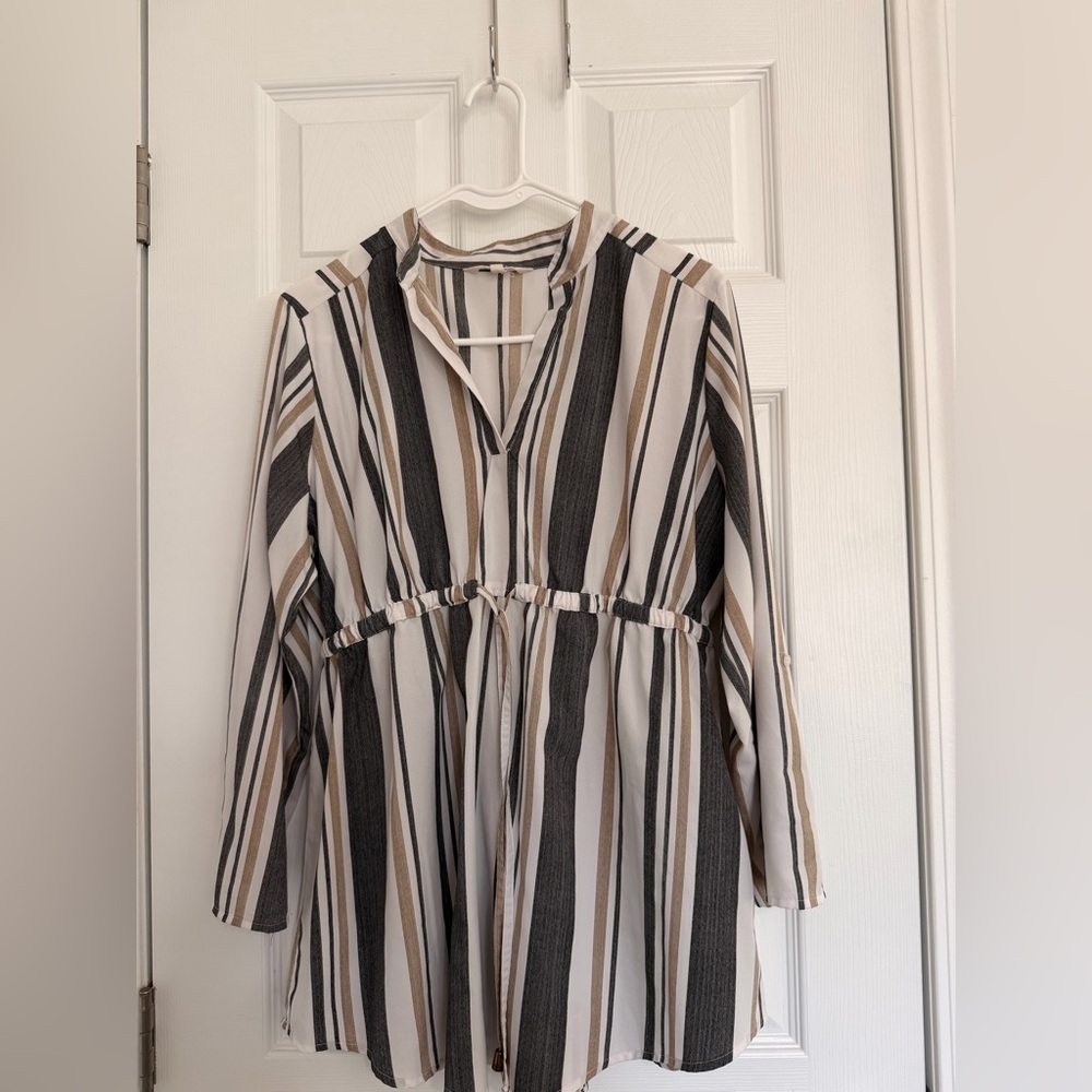 Blush Elegant Striped Top in Black and Brown